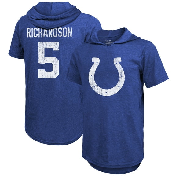 Men's Majestic Threads Anthony Richardson Royal Indianapolis Colts Player Name & Number Tri-Blend Slim Fit Hoodie