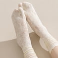 thumbnail image 4 of Jiibva Flip Flop Socks 1 Pairs Lace Toe Socks Women Tabi Geta Socks Hollow Out Mesh High Tube Cotton Socks With Separate Fingers, 4 of 7