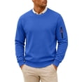 thumbnail image 2 of LYSMORA Men's Crew Neck Pullover Sweatshirt, Long Sleeve Zipper Arm Pocket Loose Casual Daily Athletic Tops, 2 of 8