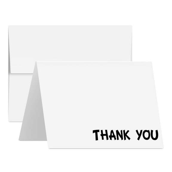 Thank You Card – 25 Bulk Set of Half-Fold Greeting Cards & Envelopes – Pre-Scored & Blank on the Inside – Elegant and Perfect for Weddings, Baby Shower, Graduation, Birthdays | 4.25 x 5.5 (A2 Size)