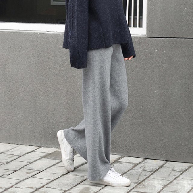 Pantalones de pierna ancha para mujer, pantalones de otoño e invierno, pantalones rectos adelgazantes de cintura alta, pantalones casuales de moda que combinan con todo, pantalones largos hasta el