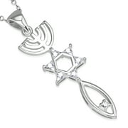 Clear Messianic Seal Necklace Pendant 925 Sterling Silver Cubic Zirconia