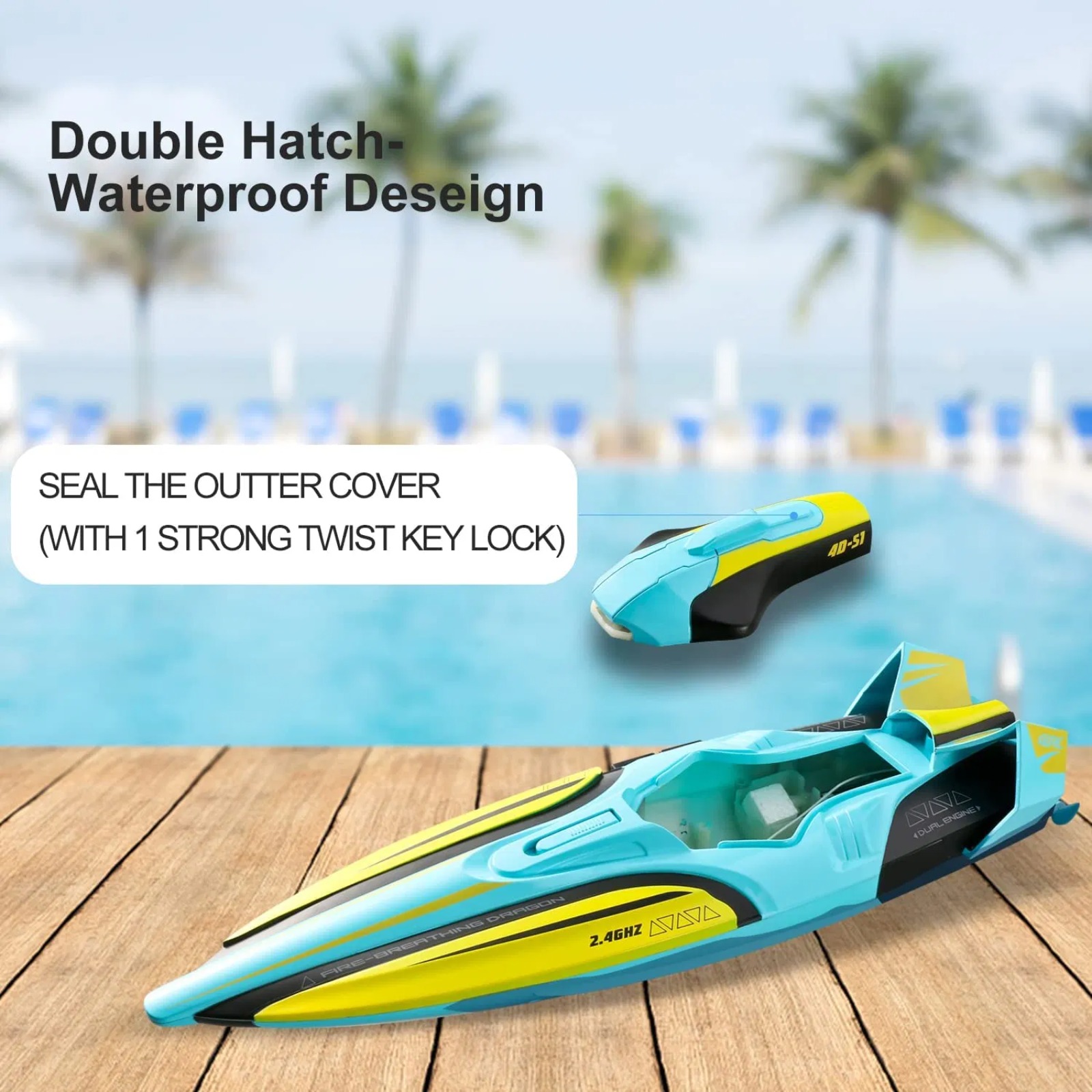 Remote-controlled rowing boats, remote-controlled boats, 2.4Hz, with automatic righting function and low battery indication function