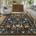 thumbnail image 2 of Lahome Decor 5'x7' Boho Bird Area Rugs,Floral Rug for Living Room Machine Washable,Soft Indoor Carpet,Non-Slip Low Pile for Bedroom Dining Room Playroom Office,Black, 2 of 9