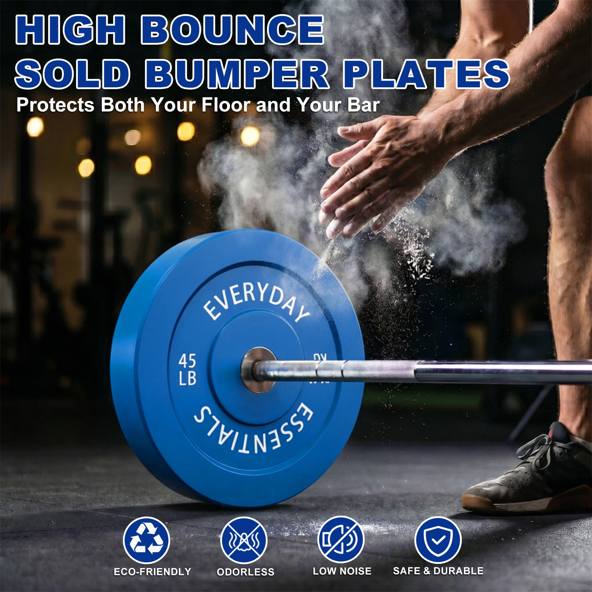 INTRTLOCKINGING TILES 160LB Olympic Weight Set with 7FT Barbell, 2-Inch Colored Rubber Bumper Plates for Home Gym, Cross Training and Weightlifting