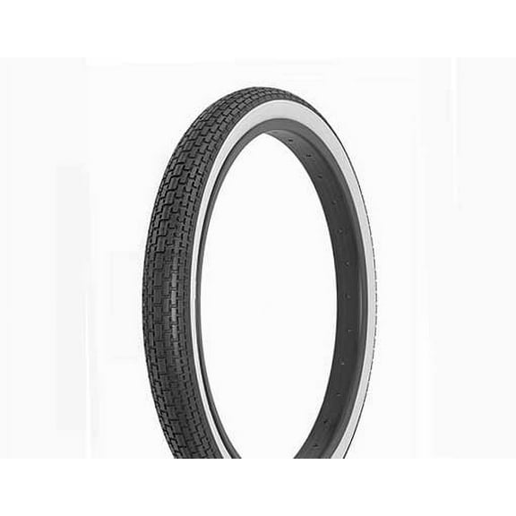 Bike Tire, Bicycle Tire 20 x 1-3/4 S7 Black/White Side Wall FR-120A. 20" Brick Tire 20 inch by 1-3/4 inch