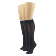 HUE womens Soft Opaque Knee High (Pack of 3) dress socks, Black, 1 US