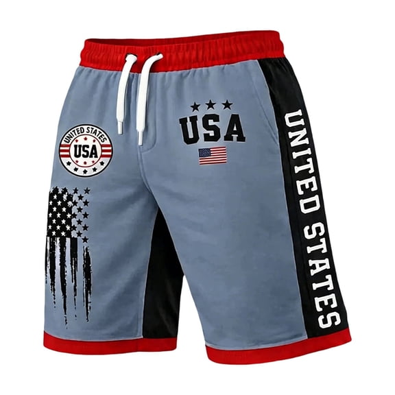 Havenx Men's 250 Years Of American Independence Shorts Drawstring American Flag Design Short with Pockets Elastic Waist Short Pant Freedom We the People Classic Summer Clothing,Blue 4XL