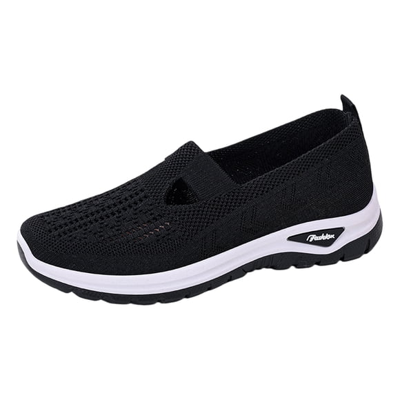YOUYEDIAN Orthopedic Shoes for Women Arch Support Slip on Non Slip Running Shoes Wide Mesh Stretch Walking Shoes Comfortable 2026 Orthopedic Shoes (Black)