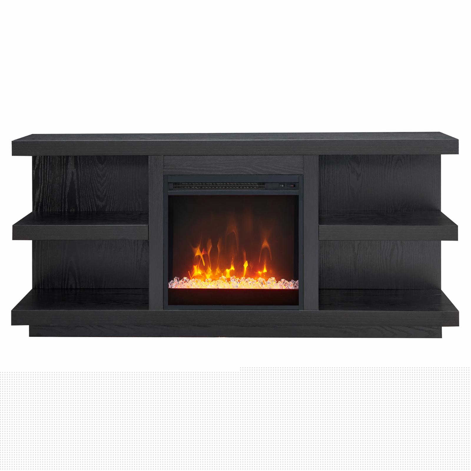thumbnail image 4 of Evelyn&Zoe Maya Rectangular TV Stand with Crystal Fireplace for TV's up to 65", Black Grain, 4 of 7