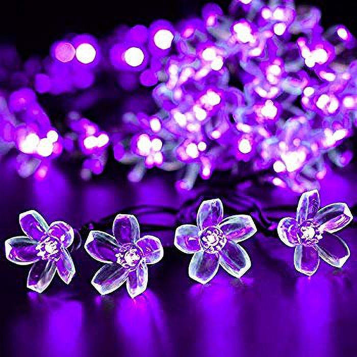 Solar Christmas String Lights, 21ft 50 Halloween String Lights, Fairy LED Lights String, Solar Flower Decorative Lighting for Outdoor Home Garden Patio Xmas Trees Party and Holiday Purple - image 3 of 4