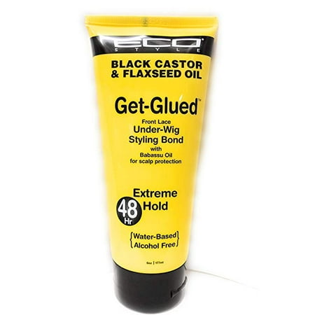 Eco Styler Black Castor & Flaxseed Oil Get Glued Front lace Under- Wig Styling Bond 48 hour Extreme