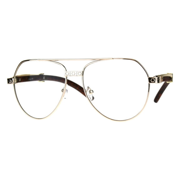 Luxury Art Deco Designer Officer Pilots Style Metal Rim Hip Hop Sunglasses Light Gold