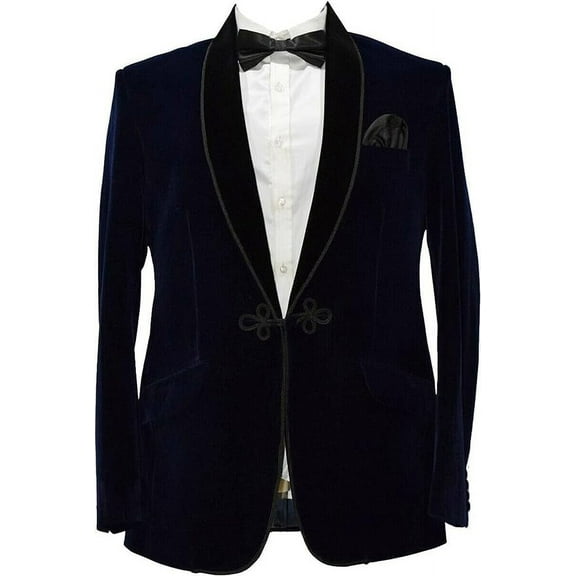 Men's Velvet Blazer Slim Fit Solid Frog Button Blazer Jacket Tuxedo for Prom Wedding Party Dinner & All Ocasion