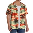 thumbnail image 2 of Uemuo Colorful Hawaii Palms Pattern Cotton Linen Short Sleeve Shirts,Casual Lightweight Button Down Shirts,Vacation Beach Summer Tops-Small, 2 of 7