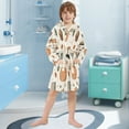 thumbnail image 5 of FORMRS Niños Bathrobe Unisex Hooded Robe Soft Plush Pajamas Sleepwear, Size 2-3T, Beige Fall Leaves, 5 of 7