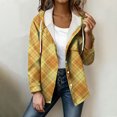 thumbnail image 2 of Gamivast Plaid Jackets for Women Trendy Hooded Button up Coat Lightweight Long Sleeve Casual Shacket Jacket Holiday Travel Outerwear with Chest Pocket, 2 of 6