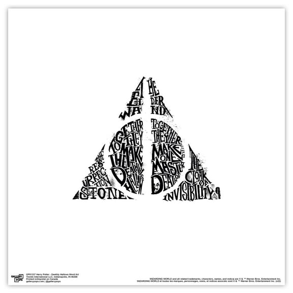 Gallery Pops Harry Potter - Deathly Hallows Word Art Wall Art, Unframed Version, 12" x 12"