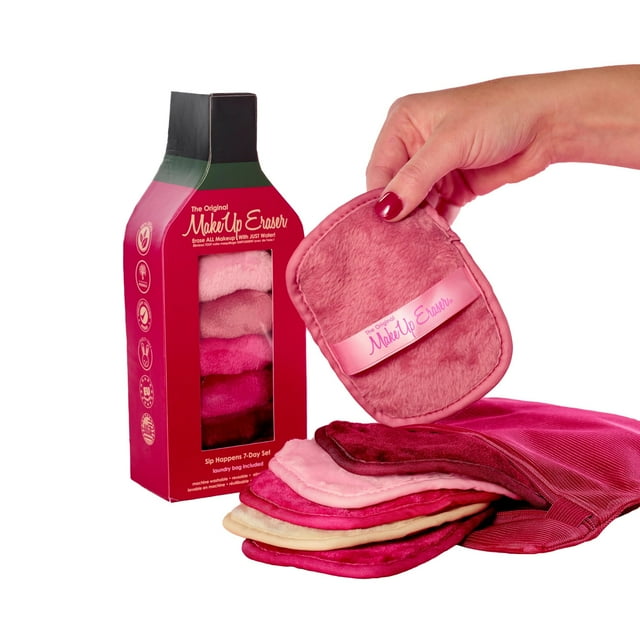 ¡El juego original MakeUp Eraser de 7 días borra todo el maquillaje con solo agua, incluido el rímel resistente al agua, delineador de ojos, base, lápiz labial, protector solar y más! (El sorbo sucede