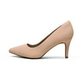 thumbnail image 2 of BURUDANI Women's Fashion Comfort Pointed Toe Stilettos Pump Shoes Slip On Low Heel Dress Shoes NUDE/NUBUCK Size 7.5, 2 of 5