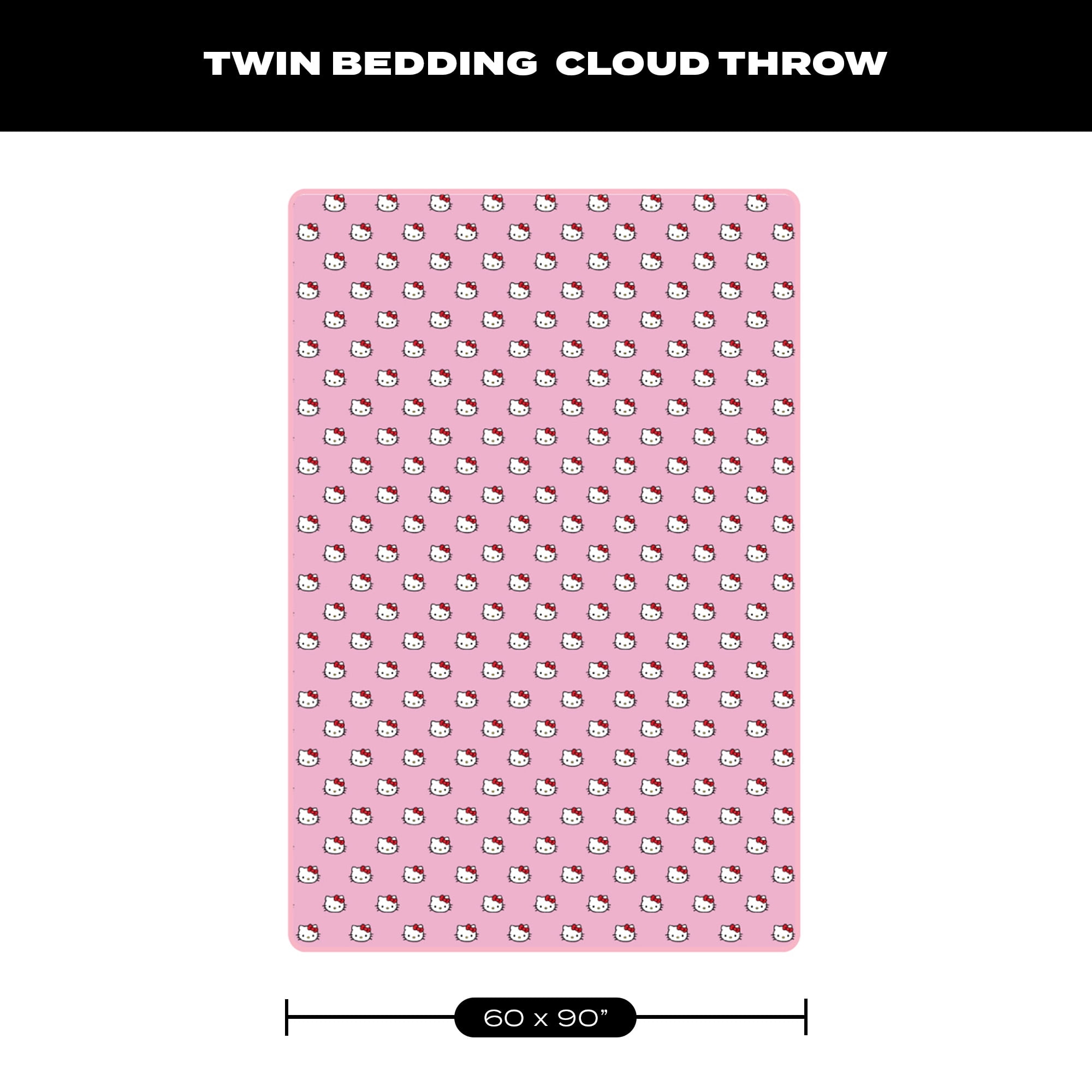 Hello Kitty Cute Little Bows Cloud Throw Blanket 60x90 inches
