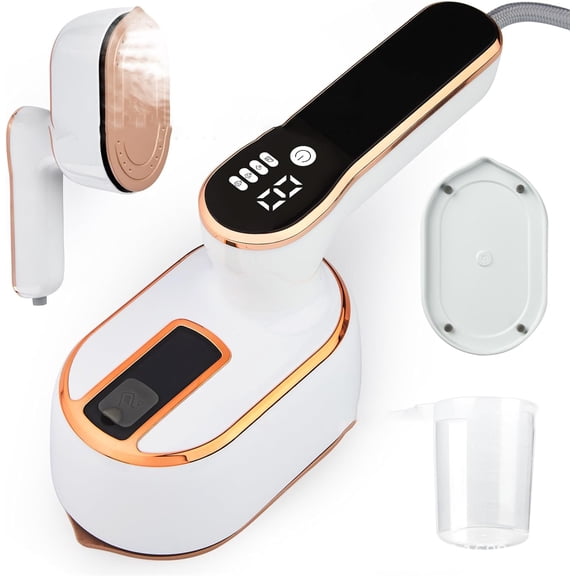 Travel Clothes Steamer Portable Iron,  LCD Screen 2 in 1 Powerful Steam Clothing 100ML Wrinkles Remover for Garments,1000W 15S Fast Heat-up,Iron for Travel,Home,Office