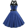 thumbnail image 4 of Womens Retro 1950s Cocktail Dresses Polka Dot Bowknot Vintage Tea Dress A Line Flare Party Prom Midi Dress (X-Large, Dark Blue), 4 of 6