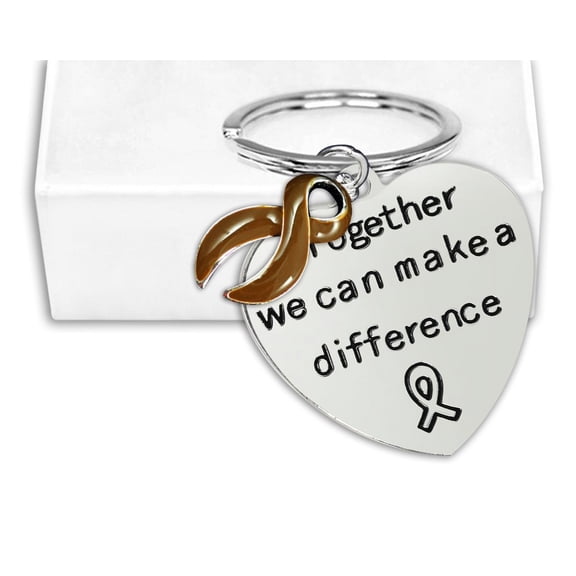Big Heart Brown Ribbon Key Chains