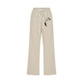 thumbnail image 4 of Plebaso Cotton Linen Capris for Women Casual Printed High Waist Straight Cropped Pants with Pockets, 4 of 4