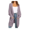 thumbnail image 3 of Abcnature Womens Patchwork Cardigan Long Sleeve Open Front Knit Sweaters Coat Pockets Purple XL, 3 of 5