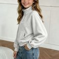 thumbnail image 5 of Mifsaly Boys Girls Sweatshirt Half Zip Long Sleeve Pullover Sweatshirts Kids Comfortable Casual Fall Winter Warm Outerwear Gray,7-8 Years, 5 of 7