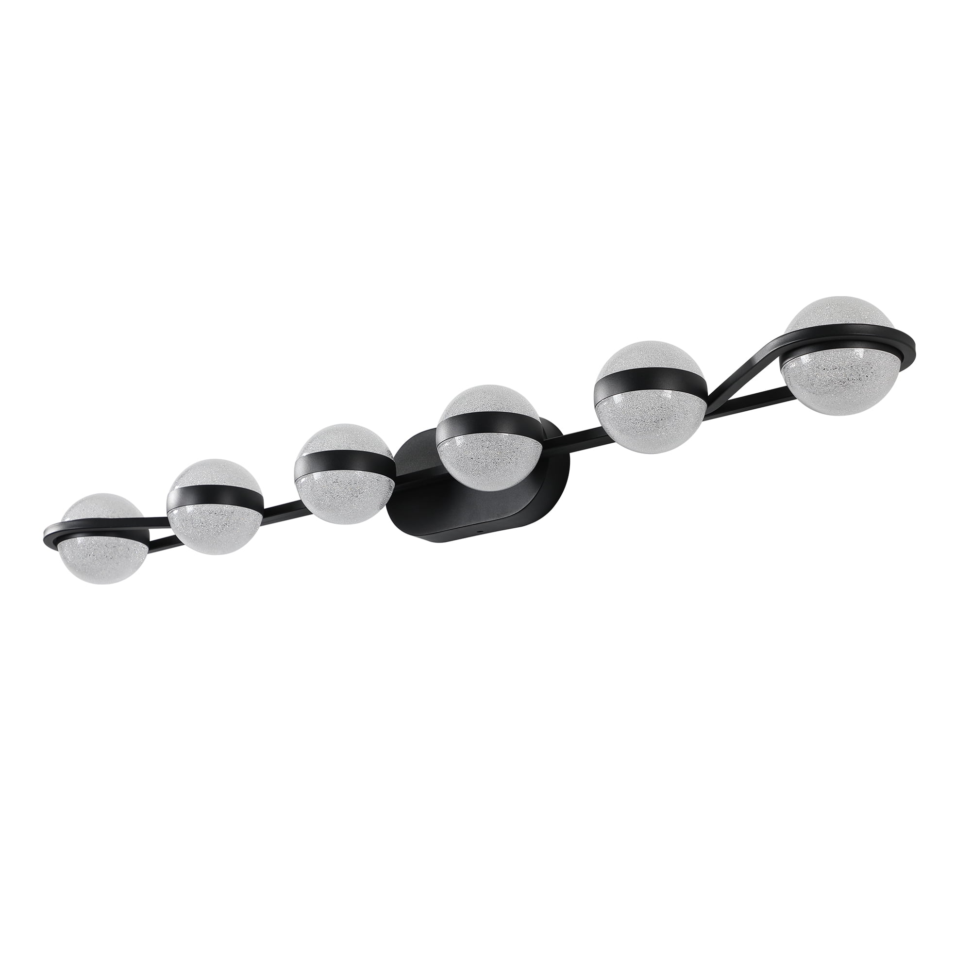 43.3 Inch 6-Light Modern Minimalist LED Bathroom Vanity Fixture with Frosted Glass Shades, Wall Mounted Decorative Lighting (Cool White 6000K)