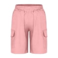 thumbnail image 4 of CPNG Boys Athletic Cargo Shorts Solid Color Sport Cargo Shorts Elastic High Waist Casual Loose Cargo Shorts Outwear Shorts(Pink,9-10 Years), 4 of 8