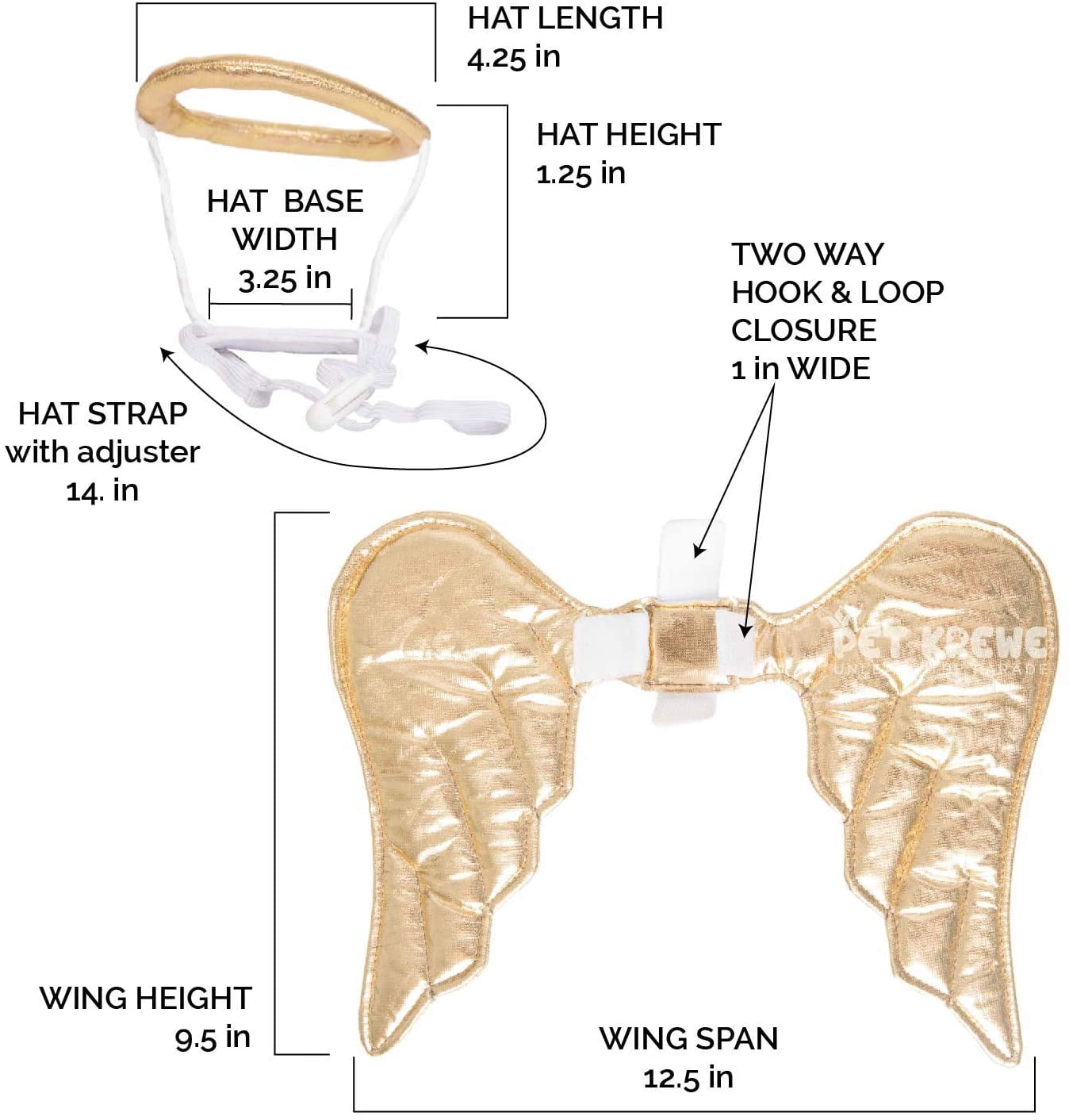 Pet Krewe Angel Dog Costume Wings & Cat Angel Costume Wings - Harness Attachment, One Size Fits All - Perfect for Halloween, Christmas Holiday, Parties, Photoshoots, Gifts for Dog & Cat Lovers
