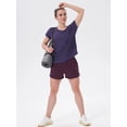 thumbnail image 5 of Round Neck Athletic Women's Summer T-Shirt Running Light Weight Back-hole Short Shirts Fitness Gym Top Training Activewear Dark Purple M, 5 of 6