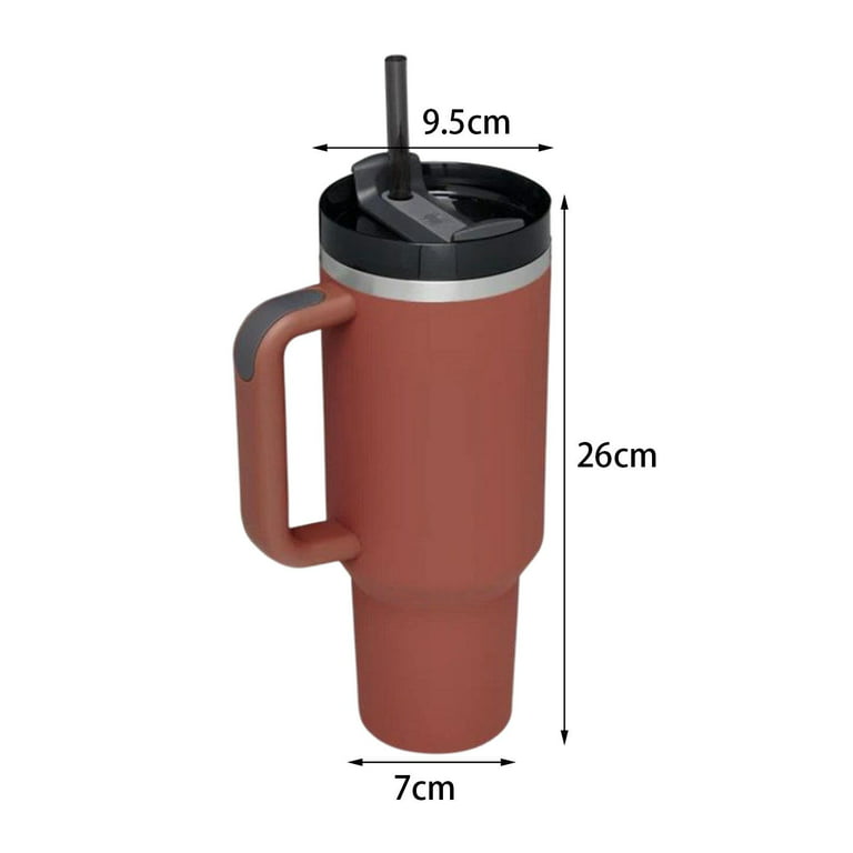 Car Tumbler Cup Tumbler with Handle 40oz Leak Resistant Lid Sealed Stainless Steel Cup Water Bottle for Water Hot and Cold Carmine, Size: 26x9.5x7cm