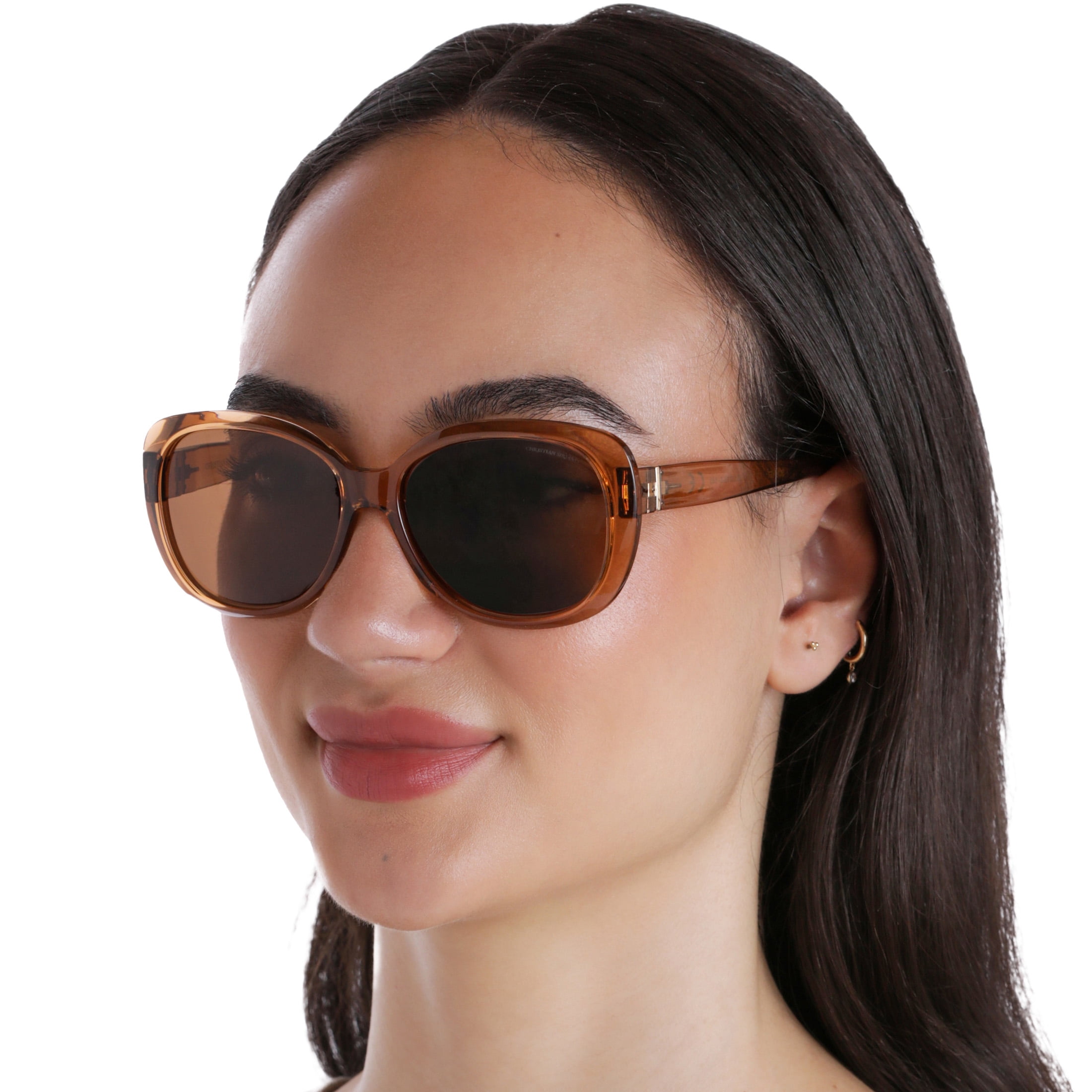 Christian Siriano Rx'able Women's Fashion Sunglasses, Sonnet, Tan Crystal, 56-15-140, with Case