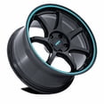 thumbnail image 2 of 19x9.5 Rotiform RC208 BPU Gloss Black W/ Teal Stripe Wheel 5x4.5 (20mm), 2 of 3