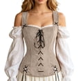 thumbnail image 5 of Renaissance Pirate Vest Women Medieval Steampunk Viking Costume Lace Up Waistcoat, 5 of 5