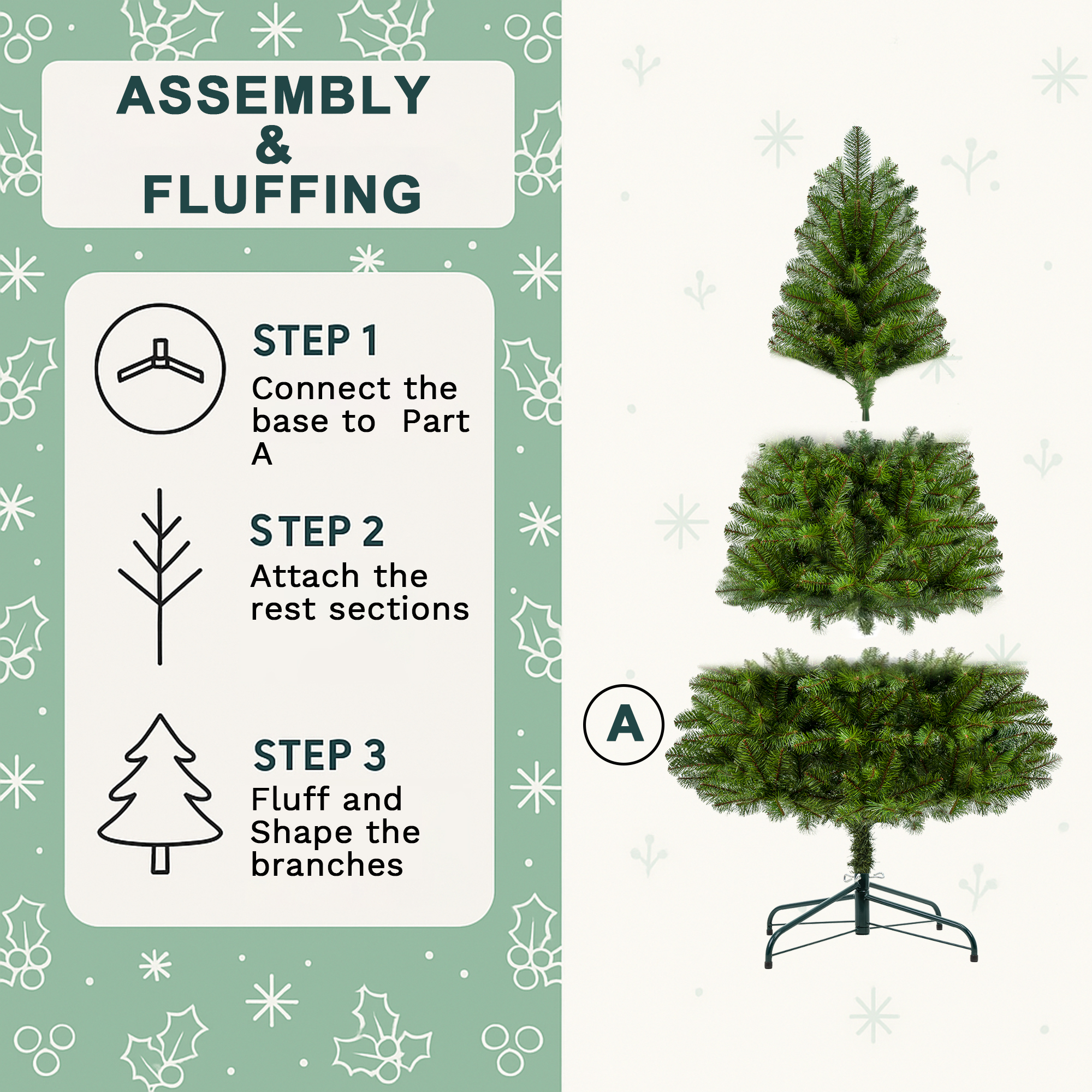 Alvantor 7ft Artificial Christmas Tree Classic PVC Tree with 775 Tips for Indoor Home Decoration Green