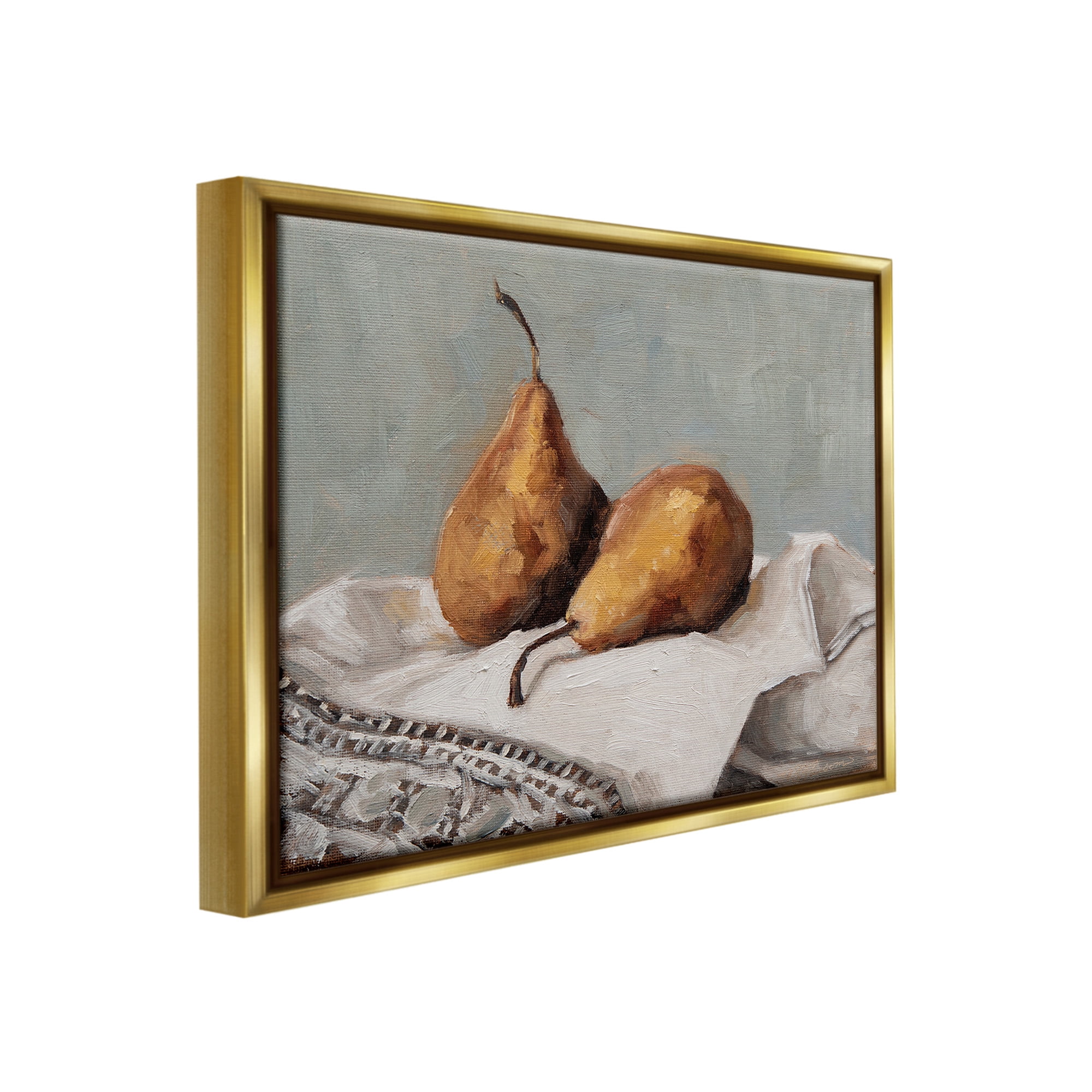 Stupell Industries Traditional Pears Still Life Food & Beverage Painting Gold Floater Framed Canvas Art Print Wall Art, 31 x 25