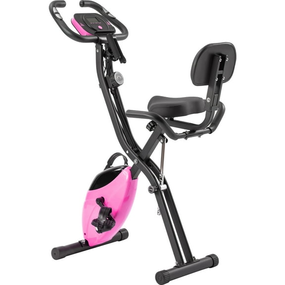 Folding Exercise Bike: 2-in-1 Upright & Recumbent Magnetic X-Bike, 16-Level Resistance, Arm Bands, Backrest, LCD Display, Home Gym Fitness, 350 LBS Capacity