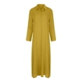 thumbnail image 5 of Women's Cotton Linen Lapel Maxi Dress - Long Sleeve Button-Up Shirt Dress with Pockets, 5 of 6