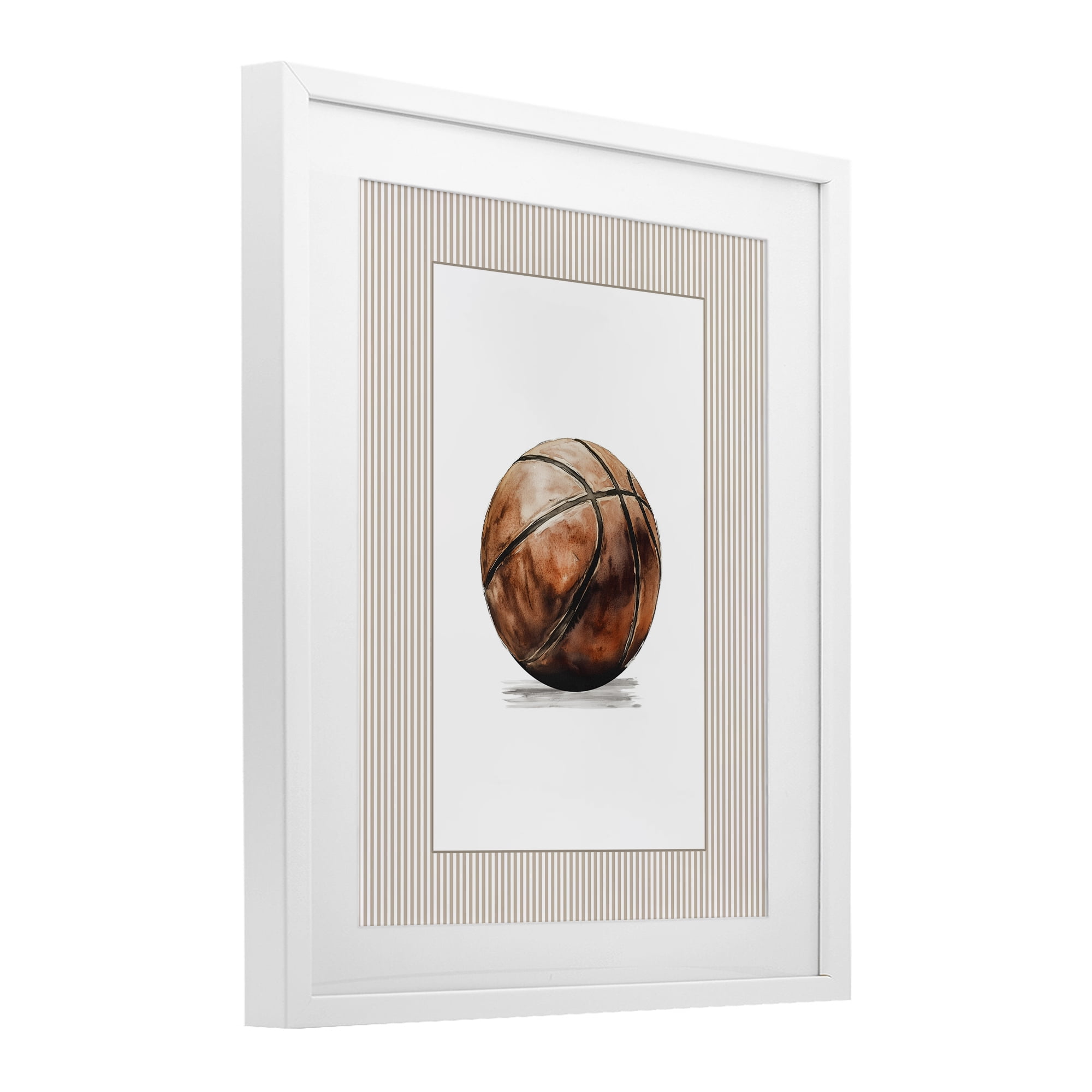 Stupell Industries Vintage Sports Basketball White Framed Print Under Glass, design by Christine Simpson Art