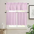 thumbnail image 2 of Blue Grid Kitchen Curtains, Checkered Plaid Gingham Lattice Trellis Print 3-Piece Kitchen Curtain Valance and Tiers Set 24 Inch Length, Rod Pocket Half Window Curtains for Cafe Living Room Bathroom, 2 of 6