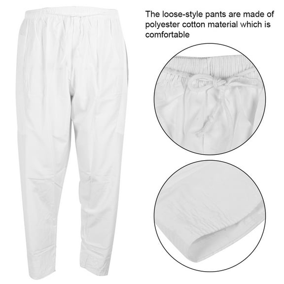 Muslim Clothes,Men Muslim Pants Polyester Cotton LooseStyle with Waist Elastic Band Afghan Trousers Clothes