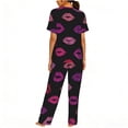thumbnail image 2 of Womens Pajamas Set Short Sleeve Pants PJ Sets Loungewear Nightwear with Pockets, Lips Kiss, 2 of 6