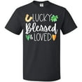 thumbnail image 3 of Inktastic Lucky Blessed and Loved Horseshoe Clover Hearts T-Shirt, 3 of 5