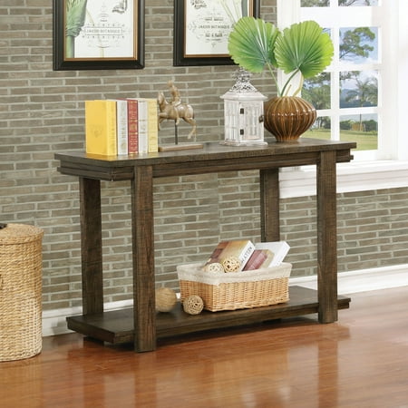 Walnut 3 Piece Sofa - Furniture of America Regano Rustic Walnut Open Shelf Sofa Table by FOA