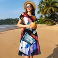 thumbnail image 4 of Naloa Abstract Cubist Printer Print Womens Summer A-Line Dress with Pockets,Short Sleeve Dresses,Flowy Beach Swing Dress for Vacation Travel, 4 of 6